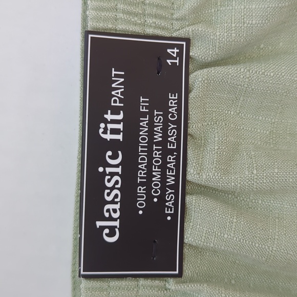 NWT Alfred Dunner Classic Fit Comfort Waist Pant 14 Proportioned Short Sage - Picture 3 of 16